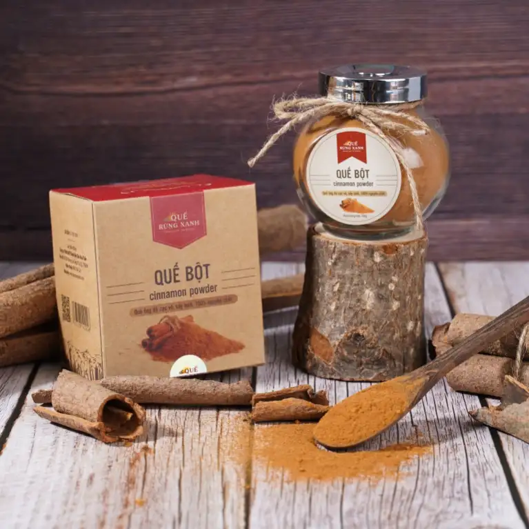 Bột Quế Rừng Trà Bồng Nguyên Chất Thơm Ngọt Hũ Thủy Tinh 50g